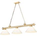 Cordon Linear Pendant with Cone Acrylic Shade - Heritage Brass / White