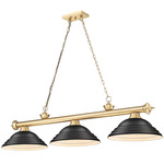 Cordon Linear Pendant with Stepped Metal Shade - Heritage Brass / Matte Black / Matte Black