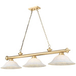 Cordon Linear Pendant with Flared Glass Shade - Heritage Brass / White Mottle