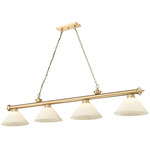 Cordon Linear Pendant with Cone Glass Shade - Heritage Brass / Golden Mottle