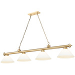 Cordon Linear Pendant with Cone Glass Shade - Heritage Brass / Matte Opal