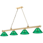 Cordon Linear Pendant with Ribbed Cone Acrylic Shade - Heritage Brass / Green