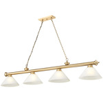 Cordon Linear Pendant with Cone Glass Shade - Heritage Brass / White Linen