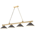 Cordon Linear Pendant with Cone Metal Shade - Heritage Brass / Bronze