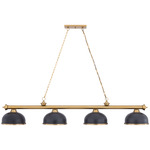 Cordon Linear Pendant with Dome Steel Shade - Heritage Brass / Bronze / Heritage Brass