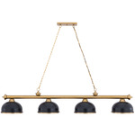 Cordon Linear Pendant with Dome Steel Shade - Heritage Brass / Matte Black / Heritage Brass