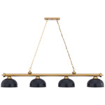 Cordon Linear Pendant with Dome Steel Shade - Heritage Brass / Matte Black