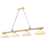 Cordon Linear Pendant with Dome Glass Shade - Heritage Brass / Golden Mottle