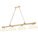 Cordon Linear Pendant with Dome Glass Shade - Heritage Brass / Matte Opal