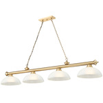 Cordon Linear Pendant with Dome Glass Shade - Heritage Brass / White Linen