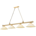 Cordon Linear Pendant with Flared Glass Shade - Heritage Brass / Golden Mottle