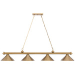 Cordon Linear Pendant with Cone Metal Shade - Heritage Brass / Heritage Brass