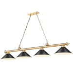 Cordon Linear Pendant with Cone Metal Shade - Heritage Brass / Matte Black