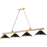 Cordon Linear Pendant with Cone Metal Shade - Heritage Brass / Matte Black