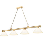 Cordon Linear Pendant with Cone Acrylic Shade - Heritage Brass / White