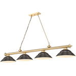 Cordon Linear Pendant with Stepped Metal Shade - Heritage Brass / Bronze / Bronze