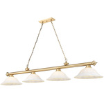 Cordon Linear Pendant with Flared Glass Shade - Heritage Brass / White Mottle