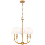 Tova 5-Light Chandelier - Rubbed Brass / White