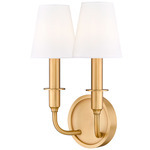 Tova 2-Light Wall Sconce - Rubbed Brass / White