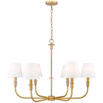 Tova Chandelier - Rubbed Brass / White