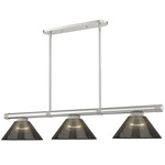 Vanguard Linear Pendant with Acrylic Ribbed Cone Shade - Brushed Nickel / Smoke