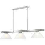 Vanguard Linear Glass Cone Pendant - Brushed Nickel / White Linen