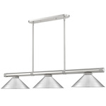 Vanguard Linear Pendant with Metal Cone Shade - Brushed Nickel / Brushed Nickel