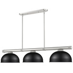 Vanguard Linear Metal Dome Shade Pendant - Brushed Nickel / Matte Black