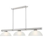 Vanguard Linear Glass Dome Pendant - Brushed Nickel / White Linen