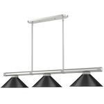 Vanguard Linear Pendant with Metal Cone Shade - Brushed Nickel / Matte Black
