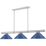 Vanguard Linear Metal Cone Pendant - Brushed Nickel / Navy