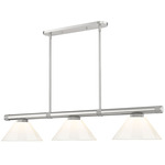 Vanguard Linear Pendant with Plastic Cone Shade - Brushed Nickel / White / White