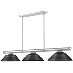 Vanguard Linear Pendant with Stepped Metal Shade - Brushed Nickel / Matte Black