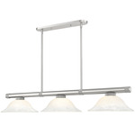 Vanguard Linear Flared Glass Pendant - Brushed Nickel / White Mottle
