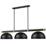 Vanguard Linear Metal Dome Shade Pendant - Matte Black / Rubbed Brass / Matte Black