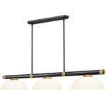 Vanguard Linear Glass Dome Pendant - Matte Black / Rubbed Brass / Matte Opal