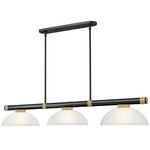 Vanguard Linear Glass Dome Pendant - Matte Black / Rubbed Brass / White Linen