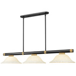 Vanguard Linear Flared Glass Pendant - Matte Black / Rubbed Brass / Golden Mottle