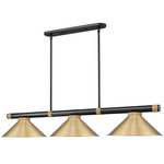 Vanguard Linear Pendant with Metal Cone Shade - Matte Black / Rubbed Brass / Heritage Brass