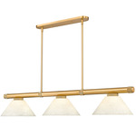 Vanguard Linear Glass Cone Pendant - Rubbed Brass / Golden Mottle