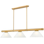 Vanguard Linear Glass Cone Pendant - Rubbed Brass / White Linen