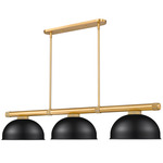 Vanguard Linear Metal Dome Shade Pendant - Rubbed Brass / Matte Black