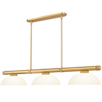 Vanguard Linear Glass Dome Pendant - Rubbed Brass / Matte Opal