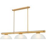 Vanguard Linear Glass Dome Pendant - Rubbed Brass / White Linen