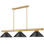 Vanguard Linear Metal Cone Pendant - Rubbed Brass / Matte Black
