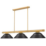 Vanguard Linear Pendant with Stepped Metal Shade - Rubbed Brass / Matte Black