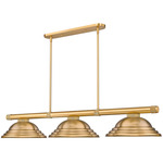 Vanguard Linear Pendant with Stepped Metal Shade - Rubbed Brass / Rubbed Brass