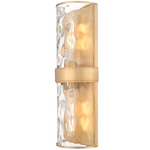Meridian Wall Sconce - Rubbed Brass / Clear Water