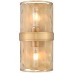 Meridian Wall Sconce - Rubbed Brass / Clear Water