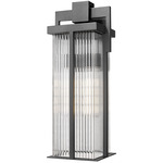 Fortis Outdoor Wall Light - Sand Black / Clear Ribbed